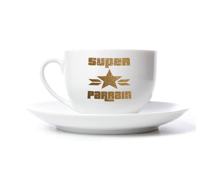 Autocollant tasse ou verre - super parrain - personnalisable