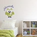 Autocollant mural - hibou avec nom enfant