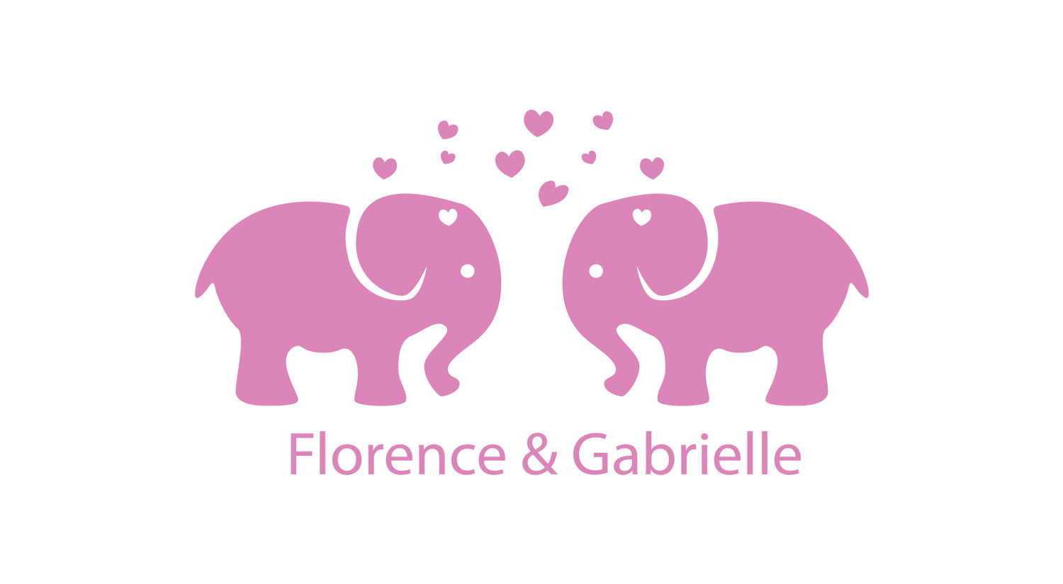 Autocollant mural pour jumeaux - éléphant avec nom enfants – Image 3
