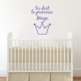 Autocollant mural pour enfant - ici dort une princesse