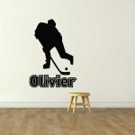 Autocollant mural - joueur de hockey silhouette
