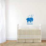 Autocollant mural - éléphant avec nom enfant