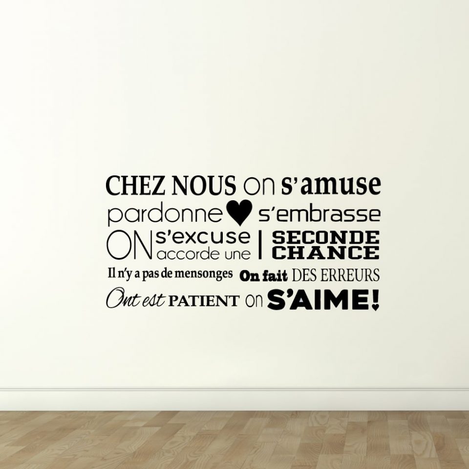 Autocollant Mural Citation - "La Maison Est Là Où Habite L'amour" - Déco Intérieur