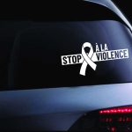 Autocollant voiture - Stop à la violence / faite aux femmes